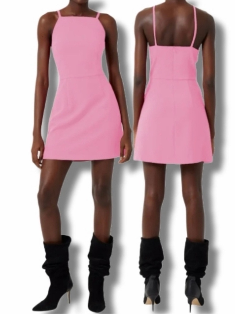 French Connection Morning Glory Pink Square Neck Sheath Mini Dress Size 6